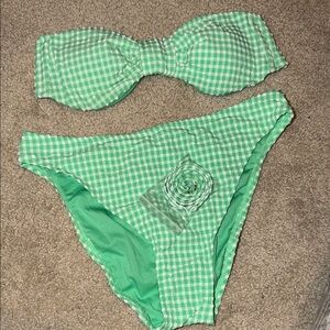 Green Gingham Bikini Set